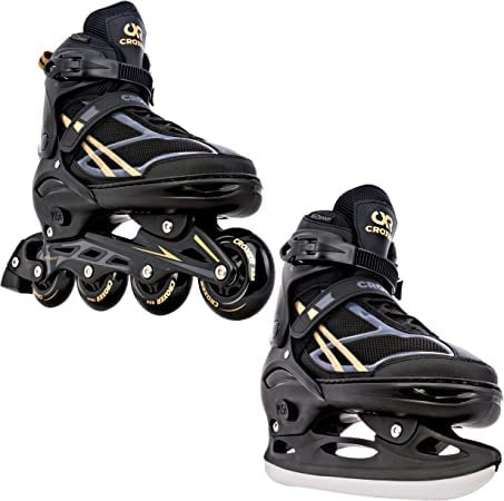 2in1 Inlineskates Inliner Schlittschuhe Croxer Radiant verstellbar (39-42 (25,5-28cm), Gold)