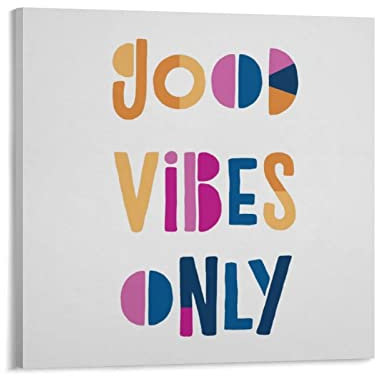 Good Vibes Only motivierendes buntes modernes Poster auf Leinwand, Kunst, Poster und Wandkunst, Bilddruck, modernes Familien-Schlafzimmer, 40 x 40 cm