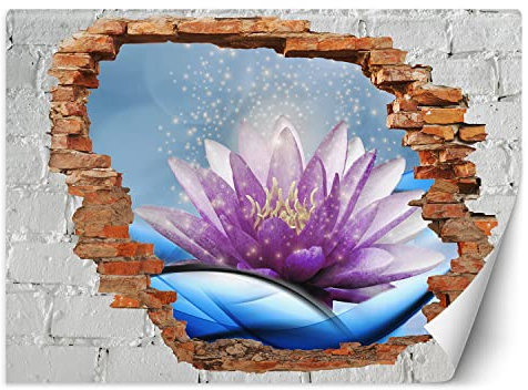 Feeby Papier Peint Intissé Trou dans le mur Nature Abstrait 200x140 cm violet XXL Moderne Décoration Murale Tableaux Muraux Déco Tapisserie pour Salon Chambre à coucher Bureau fleur de lotus vagues