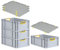 PROREGAL SuperSparSet 4x Eurobox NextGen Color mit Auflagedeckel & Schiebeschnappverschlüsse, HxBxT 22x40x60cm, 44L, Griffe gelb offen, Verstärkter Boden, Eurobehälter Transportbox Transportbehälter