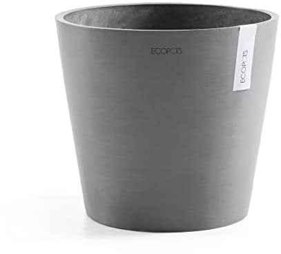 Ecopots Blumentopf rollbar Amsterdam Hell Grau - Durchmesser Ø 80 cm rund groß - Pflanzentopf aus Recycling Kunststoff - Übertopf mit Rollen modern für Indoor und Outdoor
