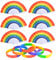 LAMEK 12 Stück Regenbogen Fächer Set Bunt Handfächer Falten Regenbogenfächer Hand Faltfächer mit Regenbogen Armbänder für Sommer Frauen Männer Pride Month Accessoires Party Dekoration