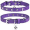 DILLYBUD Leder Katzenhalsband mit Sicherheit elastischen Gürtel und Glocke für Mädchen und Jungen, Lila, 18-23 cm