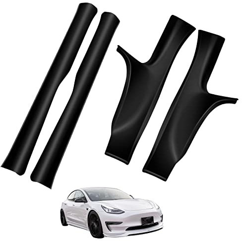 BOMLING Door Sill Protector, Matte TPE Front and Rear Door Accessories Compatible with Tesla Model 3 2017-2023, Car Pedal Kick Protection Strip Styling Covers Accessories