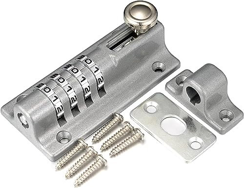 Cyrmiug® Verrou de porte à combinaison haute sécurité à 4 chiffres pour abris de jardin, renforcement de maison, granges, clôtures, sécurité enfants, armoires, ateliers