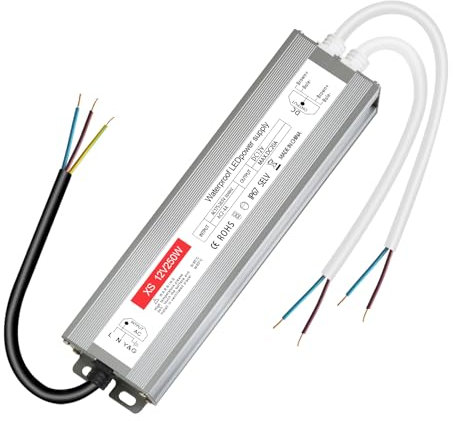 Trasformatore LED 12V 250W, Alimentatore 12v 20A, Trasformatore 220V 12v, Driver LED AC a DC, Impermeabile IP67/Senza Sfarfallio, LED Alimentatore Driver Power Supply,12V250W per G4, GU5.3, MR11, MR16