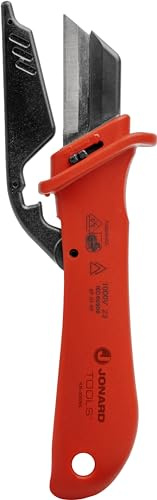 Jonard Tools KN-300INS Insulated Cable Dismantling Knife with Blade Protector 1000V SS Blade for Cutting Cable Jackets