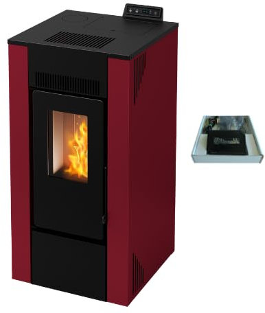 Stufa a Pellet ventilata Alida 9 Stagna 8,74 Kw Bordeaux 4 Stelle 83,70 m2 riscaldabili On Fire Line (Stufa + Modulo Wifi)