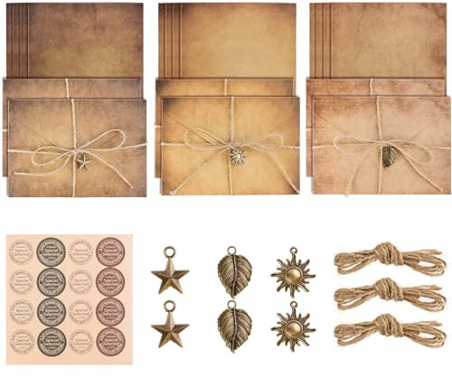 Vintage Papier Briefpapier Schreiben Set, Vintage Briefpapier Briefumschlag,Kraft Umschläge, Handgefertigte Geschenke zum Schreiben von Geburtstag