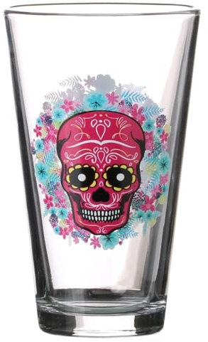 Verre de 320 ml | Verres à eau avec tête de mort mexicain | Verres à cocktail en forme de crâne | Verres à boire style graffiti | Parfaits pour la table, les restaurants, les bars, cadeau crâne