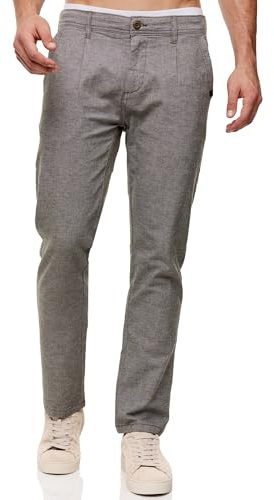 Indicode Herren INRemy Chinohose Herrenhose aus Baumwoll-Leinenmischung | Zeitlose Chinohose aus Baumwollmischung mit klassischem Schnitt, Herrenhose, Stoffhose, Businesshose, Freizeithose für Männer