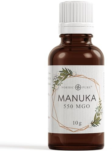 Manuka Streukügelchen von Nordic Pure - radionisch informiert mit 550 MGO (Methylglyoxal Gehalt) | Südseemyrte aus Neuseeland