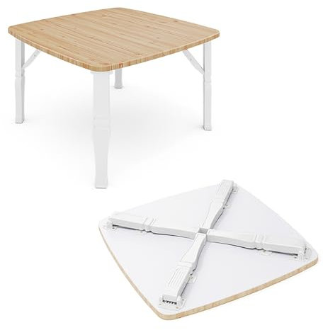 Warmiehomy Folding Dining Table Foldable Table Diner Tea Coffee MDF Childrens Kids Table Playroom,Natural,60 x 60 x35cm