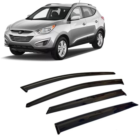 CarJoy Windabweiser Luftabweiser Regenabweiser Seitenfensterabweiser Kompatibel mit Hyundai Ix35 2010-2015 Autofenster Regenschutz Regenabweiser Anklebbare Deflektoren Externe Passform 4 Stück