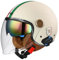 LHBM Bluetooth-Motorradhelme, Jethelm für Erwachsene mit offenem Gesicht und doppelter Sonnenblende, Vintage-Halbhelme für Motorräder, Mopeds und Roller für Herren und Damen F,L=59-60CM