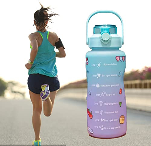 Fabater Bouteille de Paille, Tasse D 'Eau de Sport Portable, Anti-Fui, Déradé de Couleur 2000 Ml 800 Ml pour le Cyclisme (vert dégradé)
