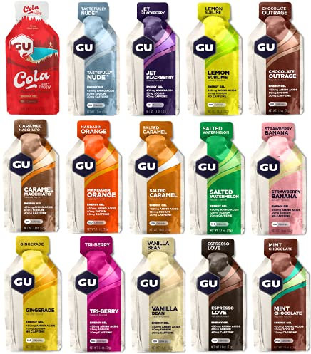 GU Energy Gel Testpaket mit 15 Gels, verschiedene Sorten (15 x 32g)