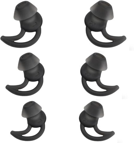 Miruchertter 3 Pairs Replacement Silicone Earbud Tips S/M/L, Compatible with Bose QC20 QC20i QC30 IE2 SoundSport IE3 SIE2i Earphone, Black