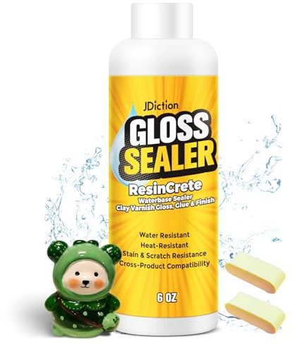 JDiction Air Dry Clay Glaze, 177ml Clay Varnish for Pottery Glaze, ResinCrete Sealer, Varnish for Pottery&Acrylic Paint, Waterproof & Stain & Resistant, Glaze for Air Dry Clay Pottery (Gloss, 6OZ)
