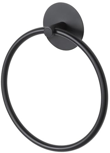 Meplait Handtuchring Edelstahl Handtuchhalter für Badezimmer - Kleber Wandmontage (Schwarz)