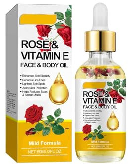 Rose Vitamin E And Moisturizing Oil Nourishes The Body Reduces And Stretch Marks And Improves Skin Elasticity 60ML NSj350 (Orange, 12X3.3X3.3CM)