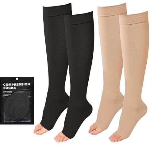 Evolyline 2 Paar Medizinische Kompressionsstrümpfe Damen & Herren 20-30 mmhg Klasse 2, Kompressionssocken ThrombosestrüMpfe Damen Flug, StüTzstrümpfe Damen Stützstrumpfhose füR Krampfader KnöChel