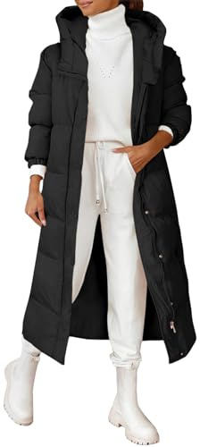 Wintermantel Damen Lang Steppmantel Winddicht Winterjacke Damen Warm Gefüttert Daunenmantel Frauen Reißverschluss Winterparka Mit Kapuze Puffer Jacke Verdickt Outdoorjacke Mantel Coat Casual