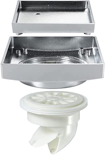 RAABYU Linearer Duschablauf mit 2-in-1-Abdeckung für Flache und Flieseneinsätze, quadratischer Duschbodenablauf, Badezimmerboden-Duschablauf mit Haar, Chrom