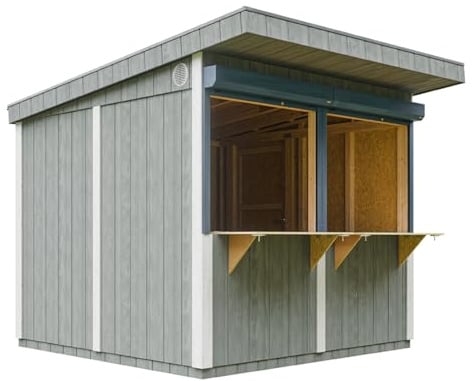 Premium-Außenkiosk - 5,9m² - H240x248x305 cm - Fertig Gartentor, Verkaufsstand, Marktstand, mobiler Bar-Kiosk - LP Smartside Paneelbauweise - Timbela M950-CAVERN Steel
