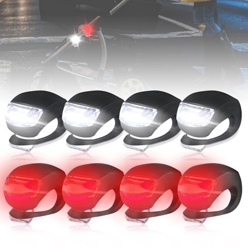 8 Stück Kinderwagenlicht Silikon: Wasserdichte LED Silikonleuchten, Kinderwagen Licht mit Heller LED & 3 Leuchtfunktionen, Kinderwagen Licht LED,kinderwagenlicht LED für Kinderwagen, Outdoor, Läufer