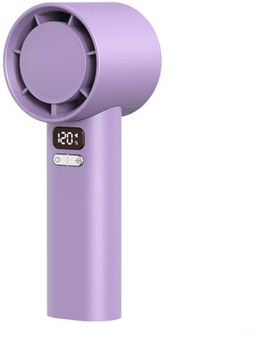 FUBESK Turbo Mini ventilador, ventilador portátil recargable de mano con velocidad ajustable y pantalla digital (morado)
