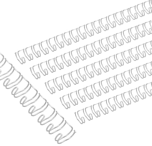 PATIKIL 8mm (5/16) Double Loop Wire Binding Combs, 100 Pcs Metal Twin Loop Binding Coils 40 Sheet Capacity 3:1 Pitch 32 Ring Binding Spines, Silver