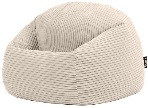 icon Kingston Kids Bean Bag, Corduroy, Beige, Kids Bean Bag Chair with Filling Included for Girls and Boys, Childrens Chair, Beanbags for Children, Playroom Décor, Bedroom Accessories