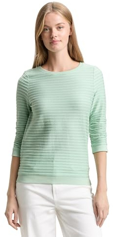 Tom Tailor Denim Damen Sweatshirt mit Raffarm & Streifenmuster