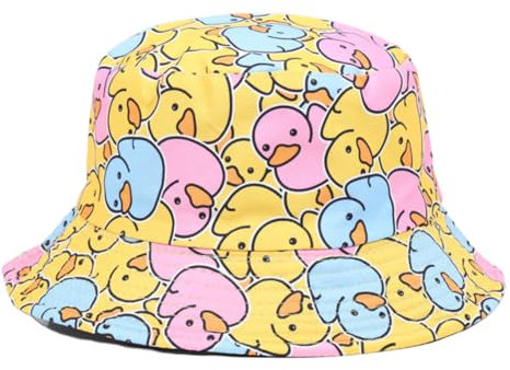 WANTUSHUI Ente Fischerhut Herren,Doppelseitiger Fischerhut Lustig Hat,Fischerhüte Für Herren Bucket,Anglerhut Lustig Enten,Malle Hut Sonnenhut,Kopfbedeckung Damen Enten Hut