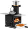 COSTWAY Barbecue a Carbonella, Stufa a Legna Portatile con Porta Pentole, Teglia da Forno e 2 Griglie, Grill da Esterno per Campeggio e Viaggio in Camper, Escursioni, 54 x 36 x 44 cm