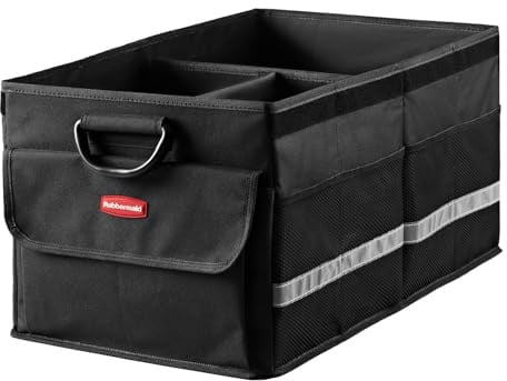 Rubbermaid Car Organizer, Collapsible Trunk Organizer, Multi-Compartment Car Storage Organization for Car Accessories, 3 Compartments With Cover, 23.23*12.99*11.81