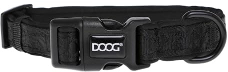 DOOG Neopren-Hundehalsband – Schwarz – Leichtes, schnelltrocknendes, antimikrobielles und wasserfreundliches Halsband für empfindliche Haut und aktive Hunde – Größe L