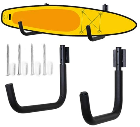 Kajakträger zur Aufbewahrung – Organizer aus robustem Stahl mit Schrauben | Surfbrett-Rack zur Wandmontage | für Ski, Paddleboard, Kanu, Wakeboard, Boot, Fahrrad, Leiter, Seil, Innen, Salo