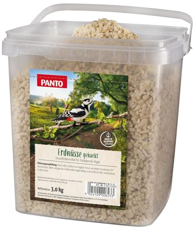 PANTO Erdnusskerne gehackt 3 kg – Wildvogelfutter energiereich, ganzjährig | Gehackte Erdnusskerne – energiereiches Vogelfutter für Futterplätze & Vogelhäuschen, ganzjährig einsetzbar