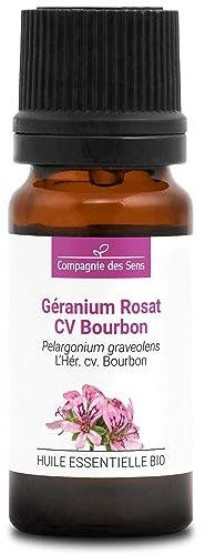 GÉRANIUM ROSAT CV BOURBON BIO - 10mL - Huile Essentielle de Qualité Premium - 100% Pure, Naturelle, garantie ChromaCert® - Chémotypée & Intégrale