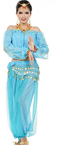 Astage Frauen Bauchtanz Anzug Kostüm Active Wear Taille-Gürtel-Sets Himmelblau