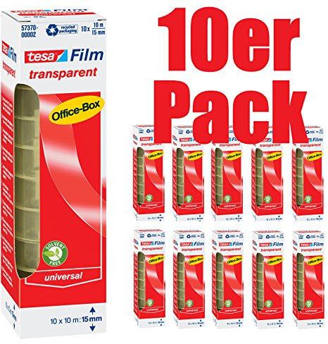 4er Sparpack tesafilm transparent, 10m x 15mm, 40 Rollen (10er Packung 10m:15mm)