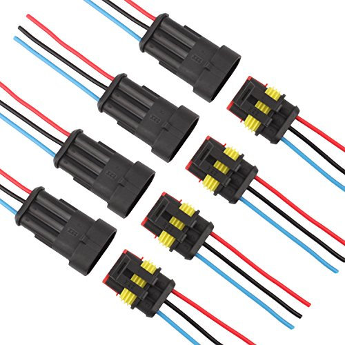 TOMALL 3 Broches Imperméable à l'eau Connecteur Électrique Prise Mâle et Femelle pour Prise électrique Rapide Série de 3 Fils en Queue de Cochon de 1,5 mm (Paquet de 4)
