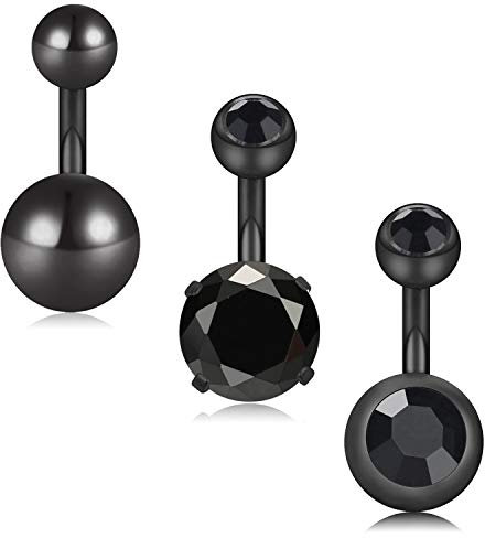 Funseedrr 3pcs Piercing Nombril Court Barre de Ventre Petit 14G 6mm Banane Nombril Ventre Piercing