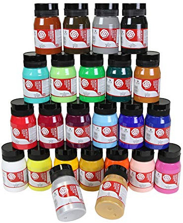 ARTIST Künstler- Acrylfarben Set, hochpigmentierte Acrylfarbe Top-Qualität in 500 ml Vorratsgebinde mit 24 Farben, insgesamt 12l Artist Acryl