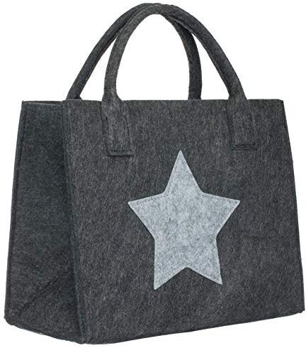 Brandsseller Filztasche Stern Einkaufstasche Shoppingbag Freizeittasche 35x20x28 cm Anthrazit/Hellgrau