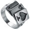HIJONES Herren Jahrgang Gotisch Glücklich Schwarz Ass von Pik Diamanten Poker Ring Rostfreier Stahl Silber Überzogen Größe 62