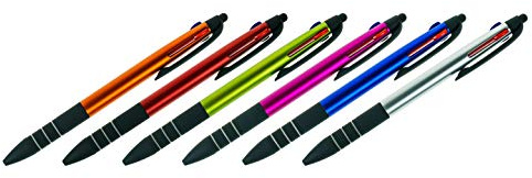 6x Touchpen 3-Farben Kugelschreiber / mit 3 Schreibfarben