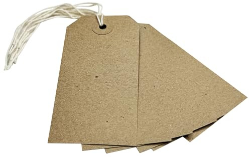 Box of 1000 Brown Buff Strung Tags 96mm x 48mm